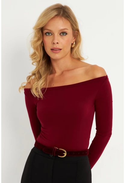 Kadın Bordo Bluz HOR13