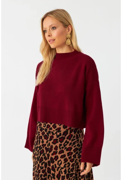 Kadın Bordo Kısa Kazak YİL559