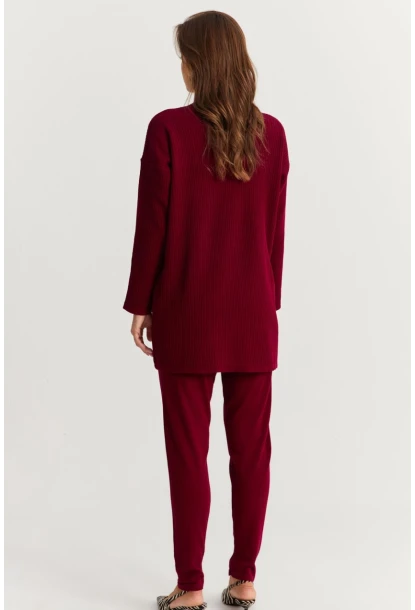 Kadın Bordo Triko Alt Üst Takım NUV9