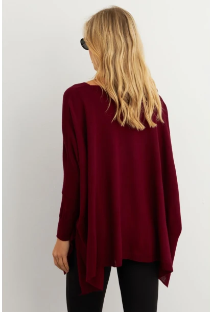 Kadın Bordo V Yaka Salaş Bluz YV304