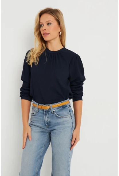 Kadın Bürümcük Bluz Lacivert AYD274