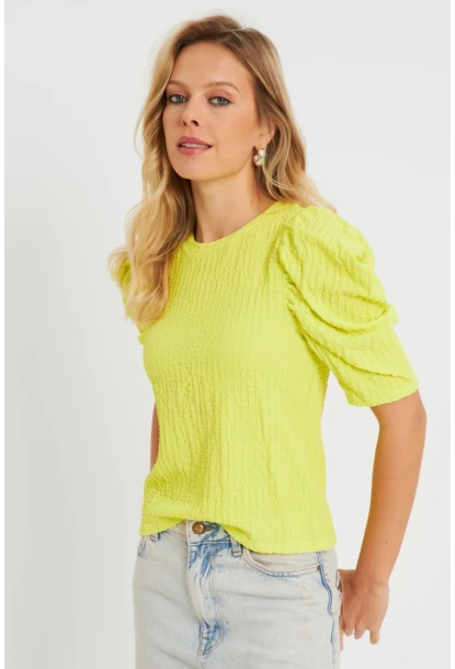 Kadın Bürümcük Bluz Neon Sarı AYD282