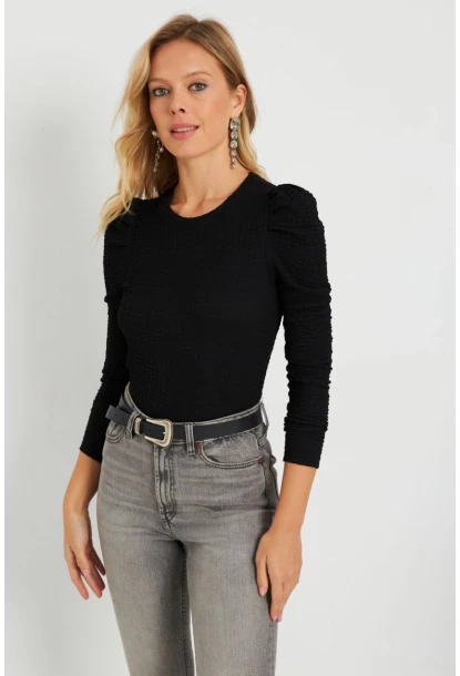 Kadın Bürümcük Bluz Siyah AYD284