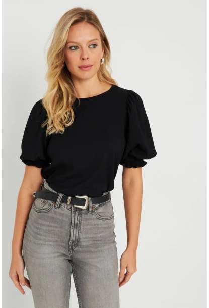 Kadın Bürümcük Bluz Siyah AYD285