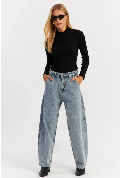 Kadın Buz Mavisi Baggy Pantolon AUR5