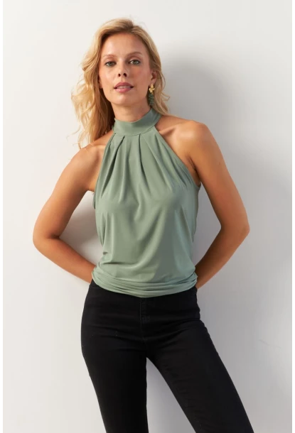 Kadın Çağla Sırtı Damla Yılbaşı Bluz LPP5043