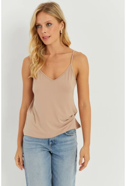 Kadın Camel Askılı Bluz AYD269