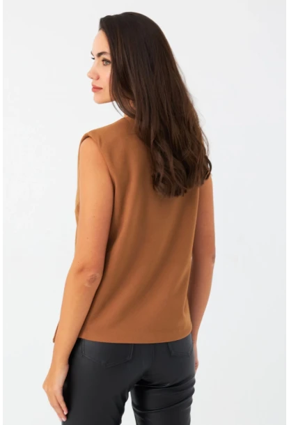 Kadın Camel Astarlı Asimetrik Yelek RAD50102