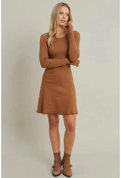 Kadın Camel Bağlamalı Kaşkorse Mini Elbise FRY2175