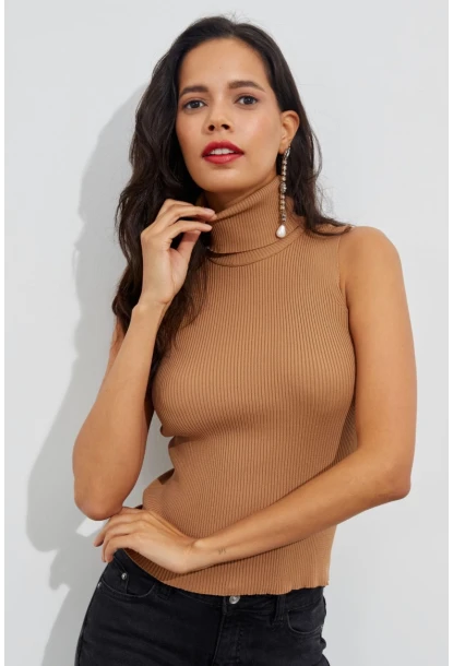 Kadın Camel Balıkçı Bluz YV97