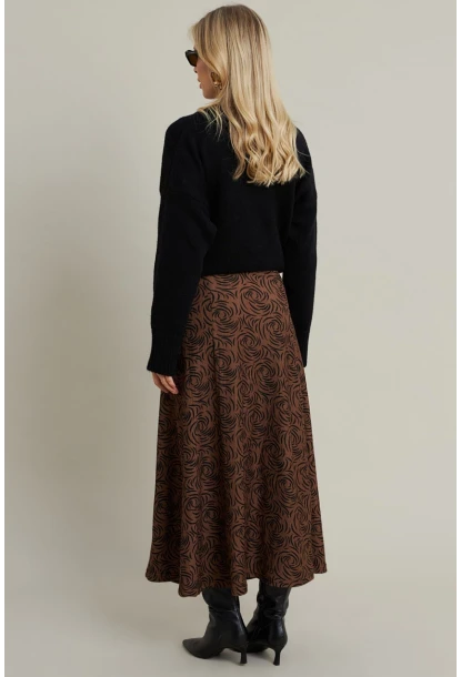 Kadın Camel Desenli Çan Etek MLON3007