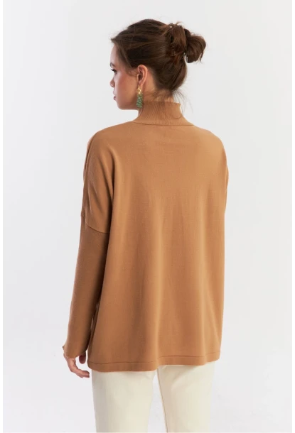 Kadın Camel Salaş Triko Bluz YV289