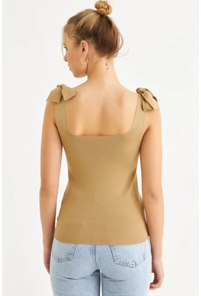 Kadın Camel Triko Bluz YV236