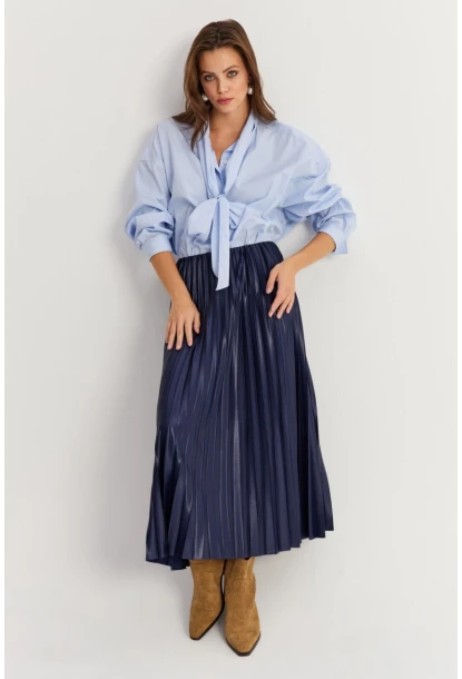 Kadın Eflatun Beli Lastikli Pilise Etek GÇ190