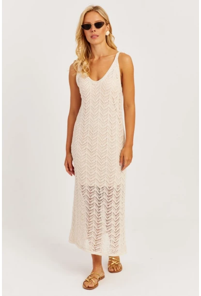 Kadın Ekru Askılı Astarlı Elbise YZ629