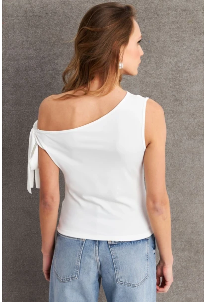 Kadın Ekru Bağlama Detaylı Bluz TF50