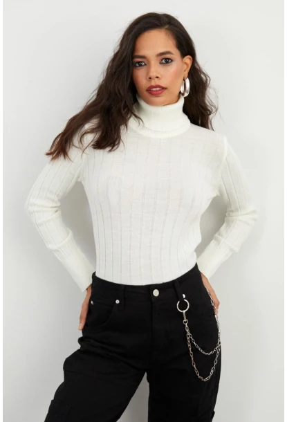 Kadın Ekru Balıkçı Kazak YV99