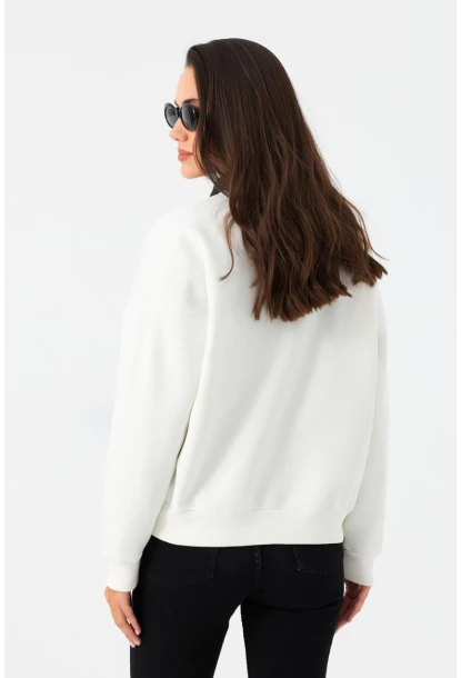 Kadın Ekru Baskılı Sweatshirt MPP6429