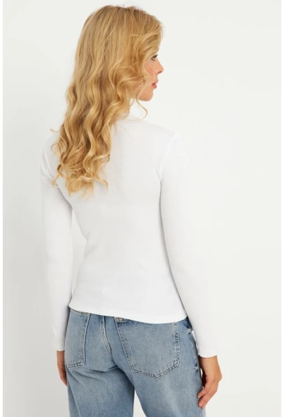 Kadın Ekru Çapraz Yaka Yarım Balıkçı Bluz B1404