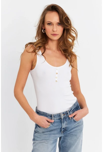 Kadın Ekru Düğmeli Atlet RSP634