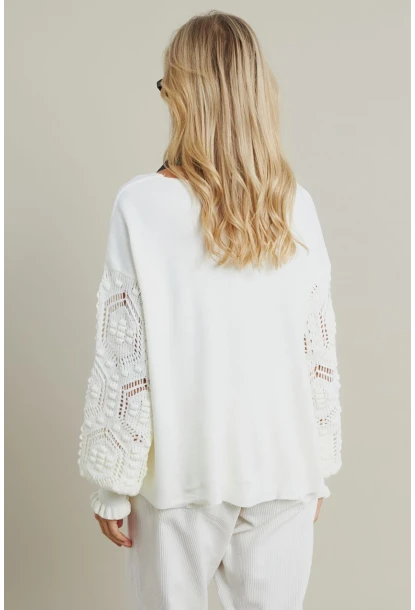 Kadın Ekru Kolları Örme Hırka MSE800