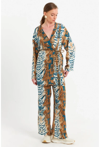 Kadın Ekru-Mavi Alt Üst Takım MGÇ202