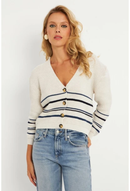 Kadın Ekru Triko Hırka MİW9571