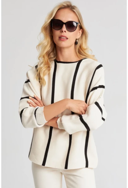 Kadın Ekru Yarasa Kol Triko Kazak YZ522