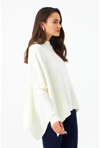 Kadın Ekru Yırtmaçlı Triko Bluz MSMT2262