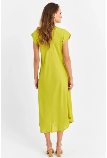 Kadın Fıstık Yeşil V Yaka Midi Elbise PC22649