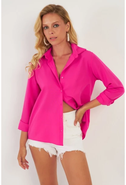 Kadın Fuşya Basic Gömlek ZER411