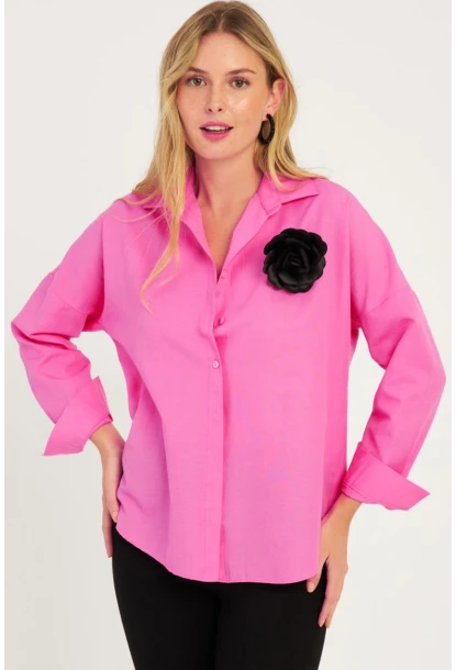 Kadın Fuşya Gül Aksesuarlı Gömlek SF2540