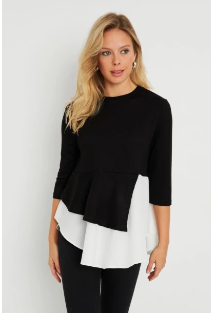 Kadın Gömlek Detaylı Bluz Siyah ST6025