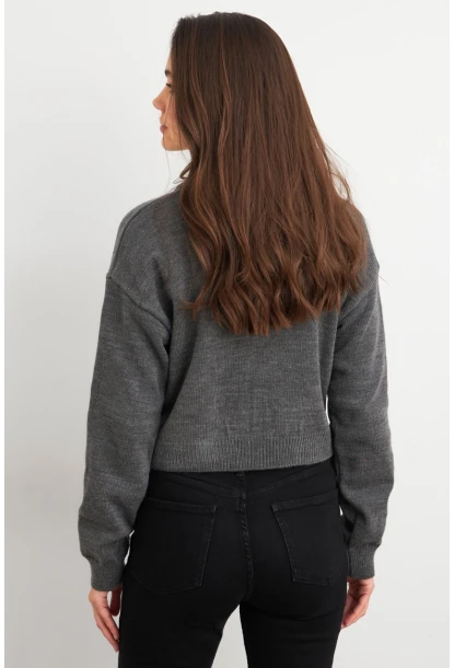 Kadın Gri Ayıcıklı Hırka TEM99