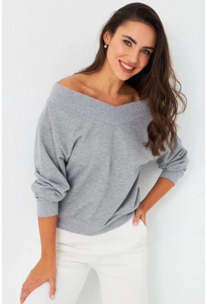 Kadın Gri Kısa Sweatshirt TF16