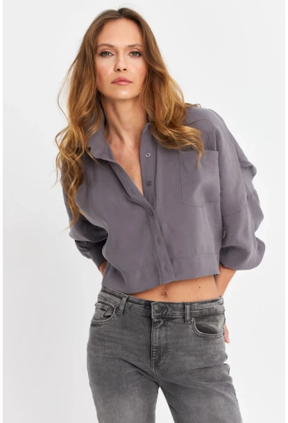 Kadın Gri Kupra Gömlek SB3061