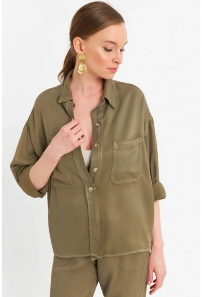 Kadın Haki Tensel Gömlek SUN202