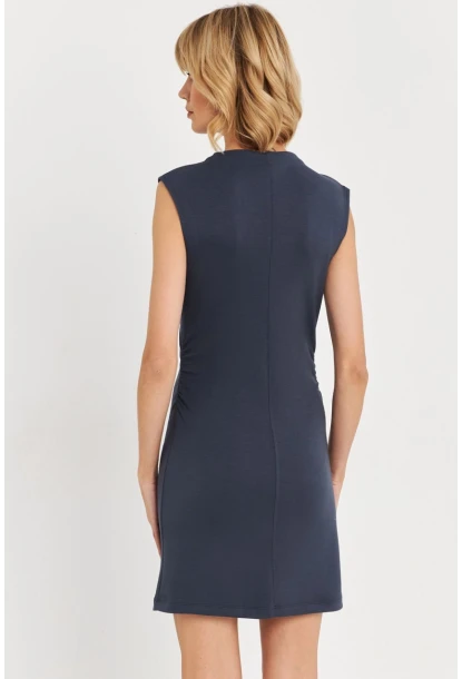 Kadın İndigo Drapeli Mini Elbise SE6