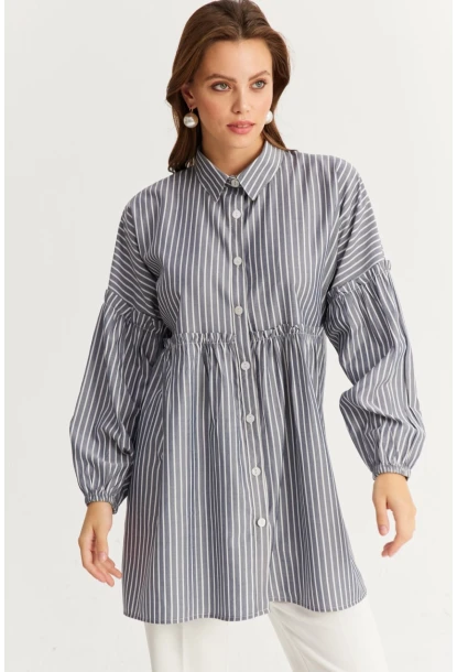 Kadın İndigo Tunik Gömlek MASF12