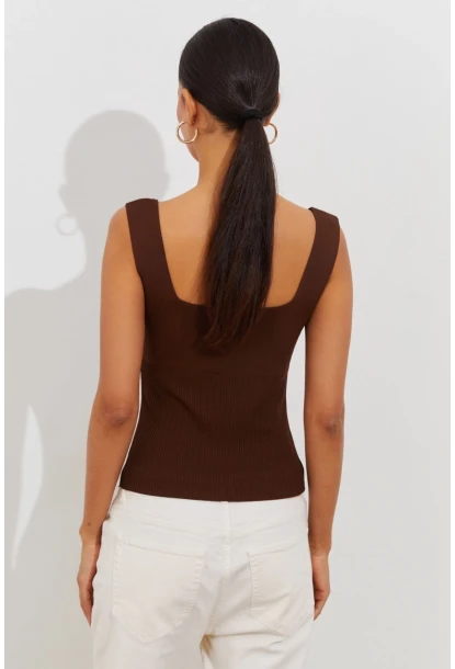 Kadın Kahve Triko Atlet YV117