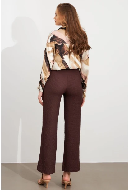 Kadın Kahverengi Gofre Pantolon ZH326