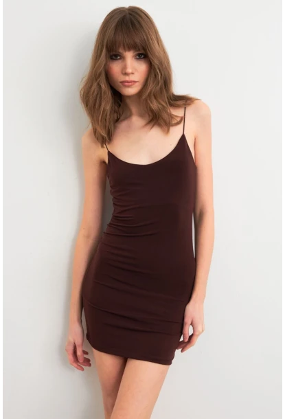 Kadın Kahverengi  Maxi Elbise MEN2059