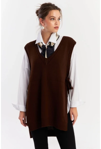Kadın Kahverengi Triko Süveter YV103