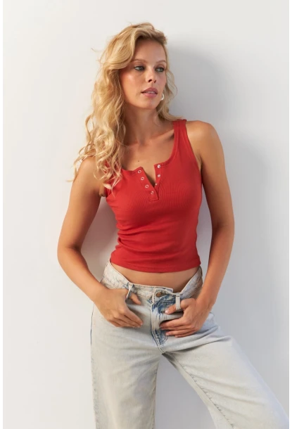 Kadın Kiremit Patlı Kaşkorse Bluz MK02