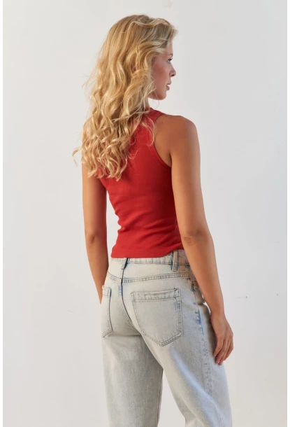 Kadın Kiremit Patlı Kaşkorse Bluz MK02