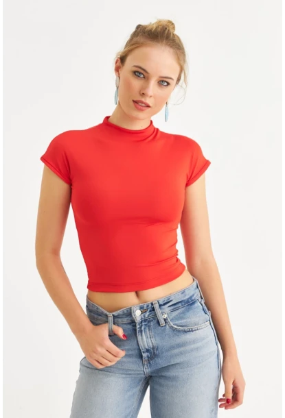 Kadın Kırmızı Dalgıç Bluz EY2564