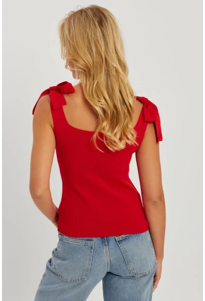 Kadın Kırmızı Triko Bluz YV236