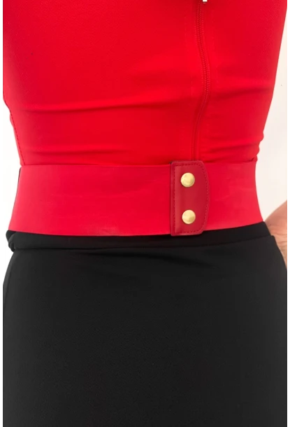 Kadın Kırmızı Zincirli Lastikli Kemer BE639