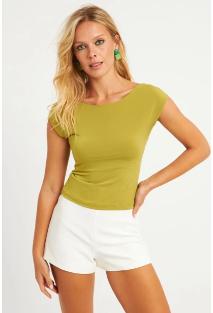 Kadın Kivi Sırtı Açık Bluz YZ1080