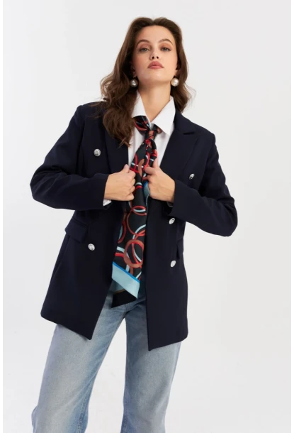 Kadın Lacivert Alt Üst Astarlı Ceket MUF201